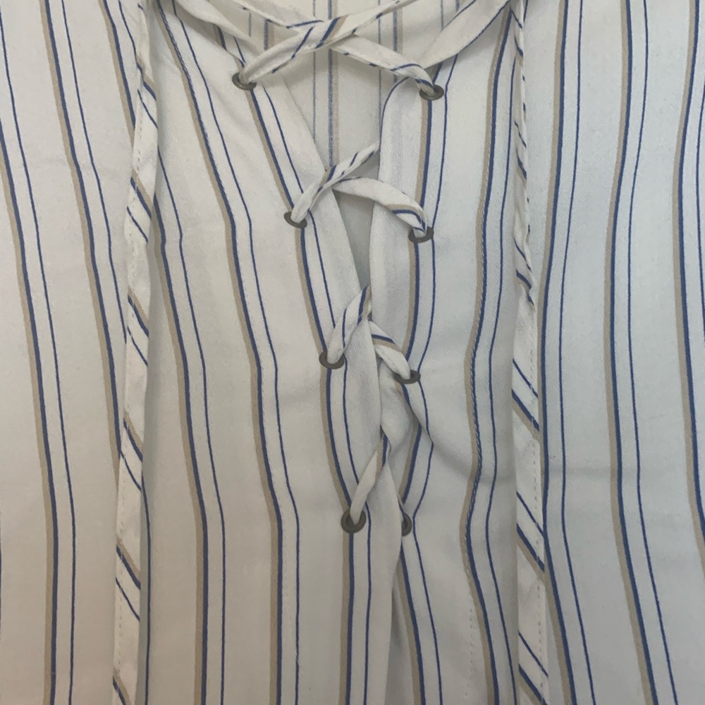 Wayf Stripe Top With Tie Front - image 6